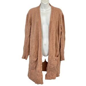 MADEWELL Peachy Pink Long Line Knit Cardigan Sweater Sleeves Alpaca Soft sz S